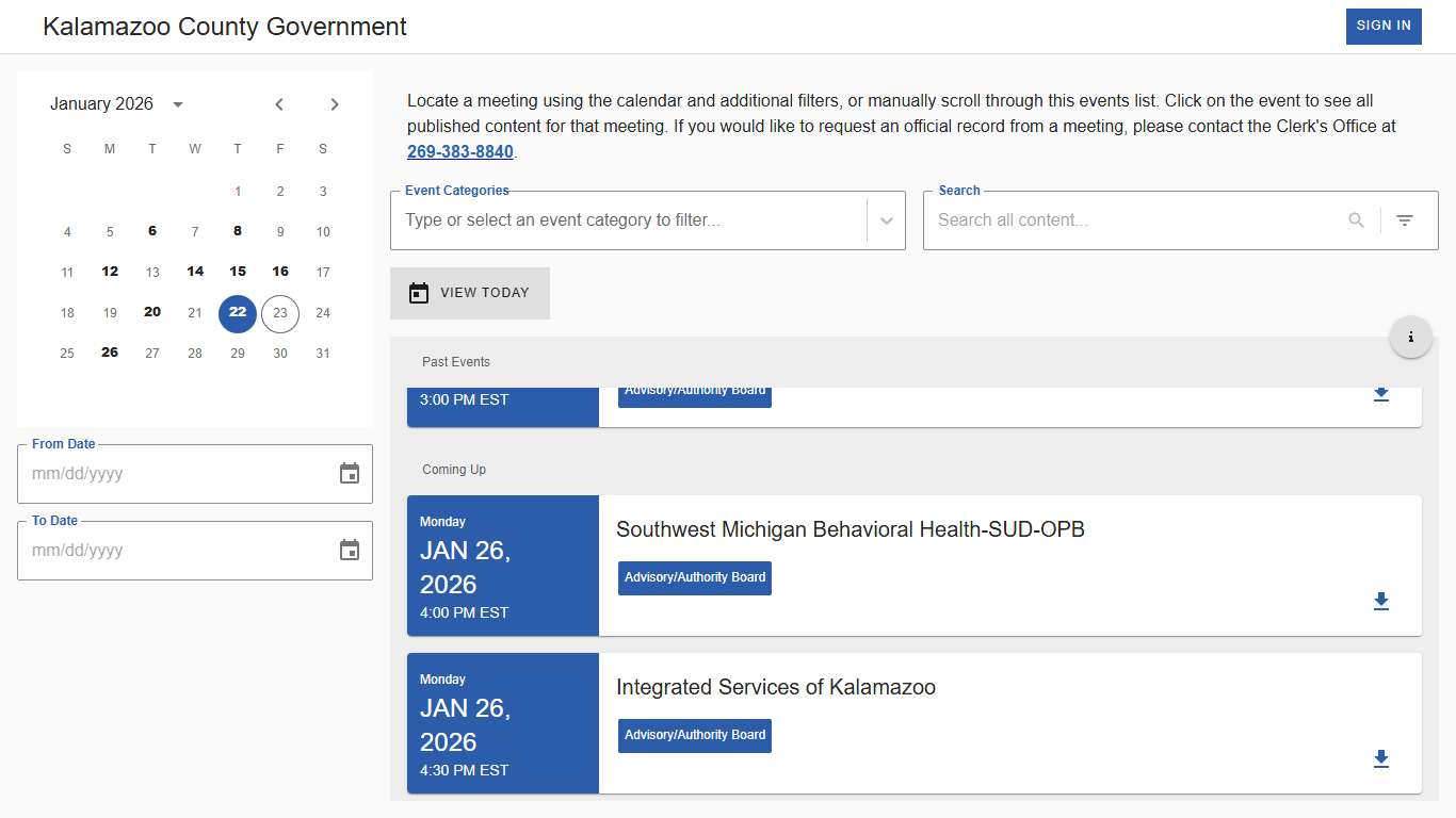 Events • Kalamazoo County Government • CivicClerk